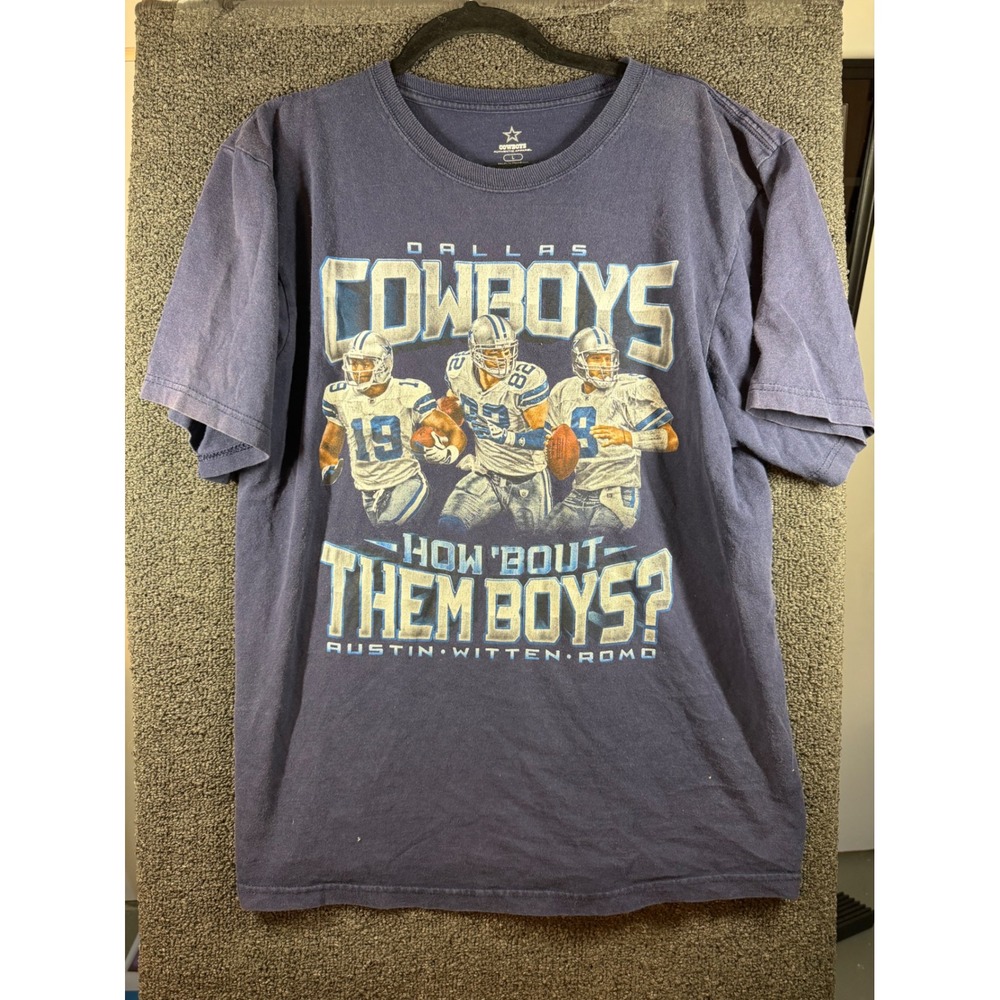 Dallas Cowboys T-Shirt Mens Large Blue Austin Witten Romo How Bout Them Boys
